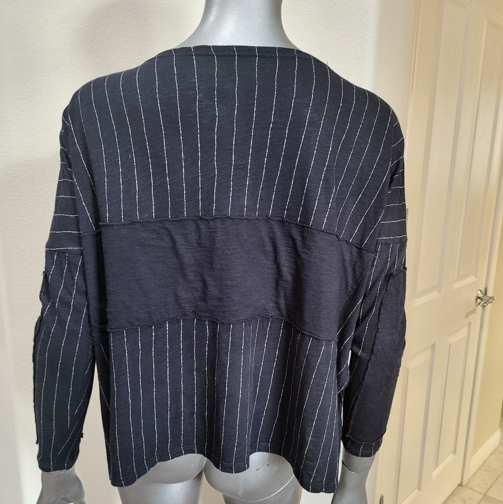341. Matthildur Black Striped Long Sleeve Top - Size Small - Picture 3 of 5